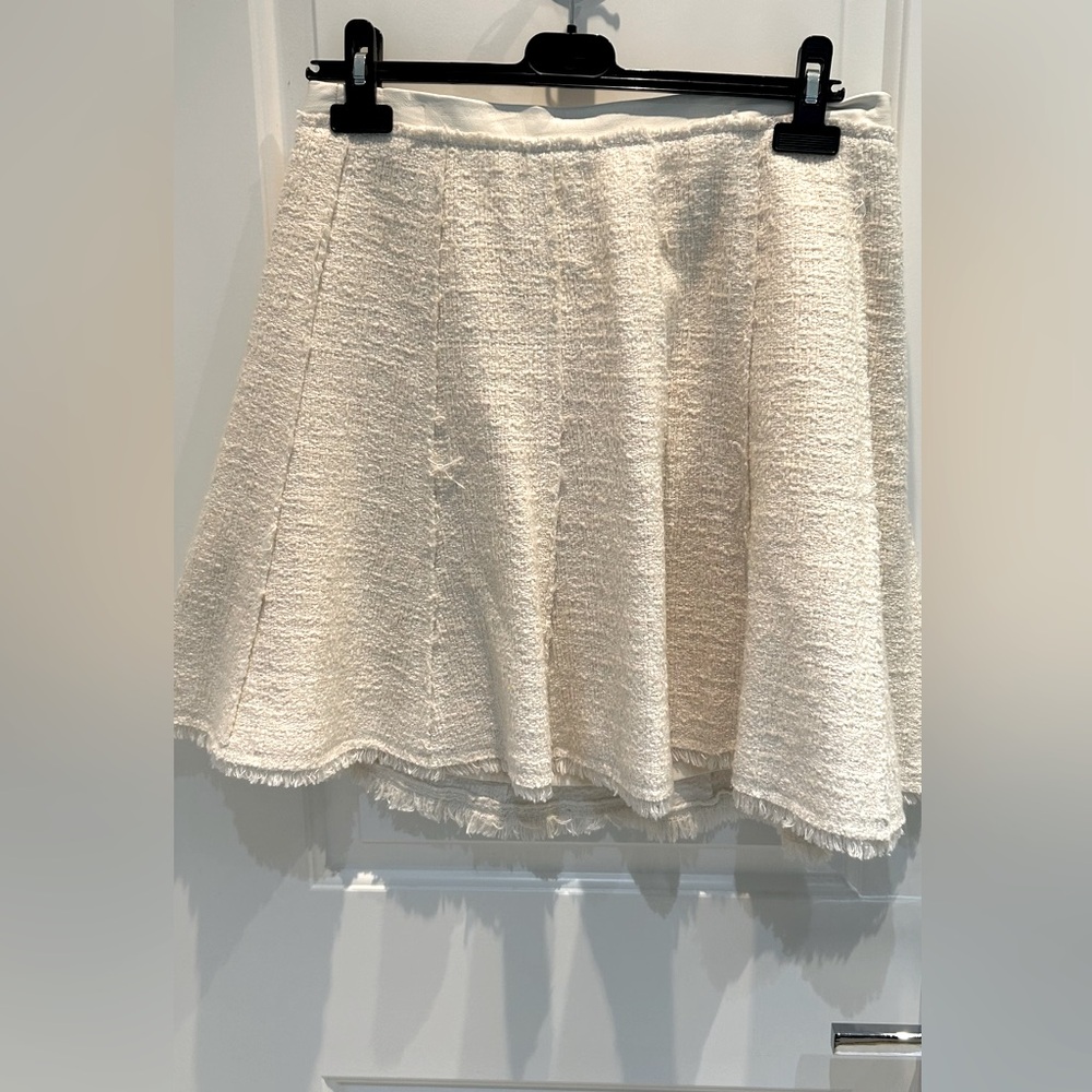 Rebecca Taylor A-line tweed and leather trimmed skirt